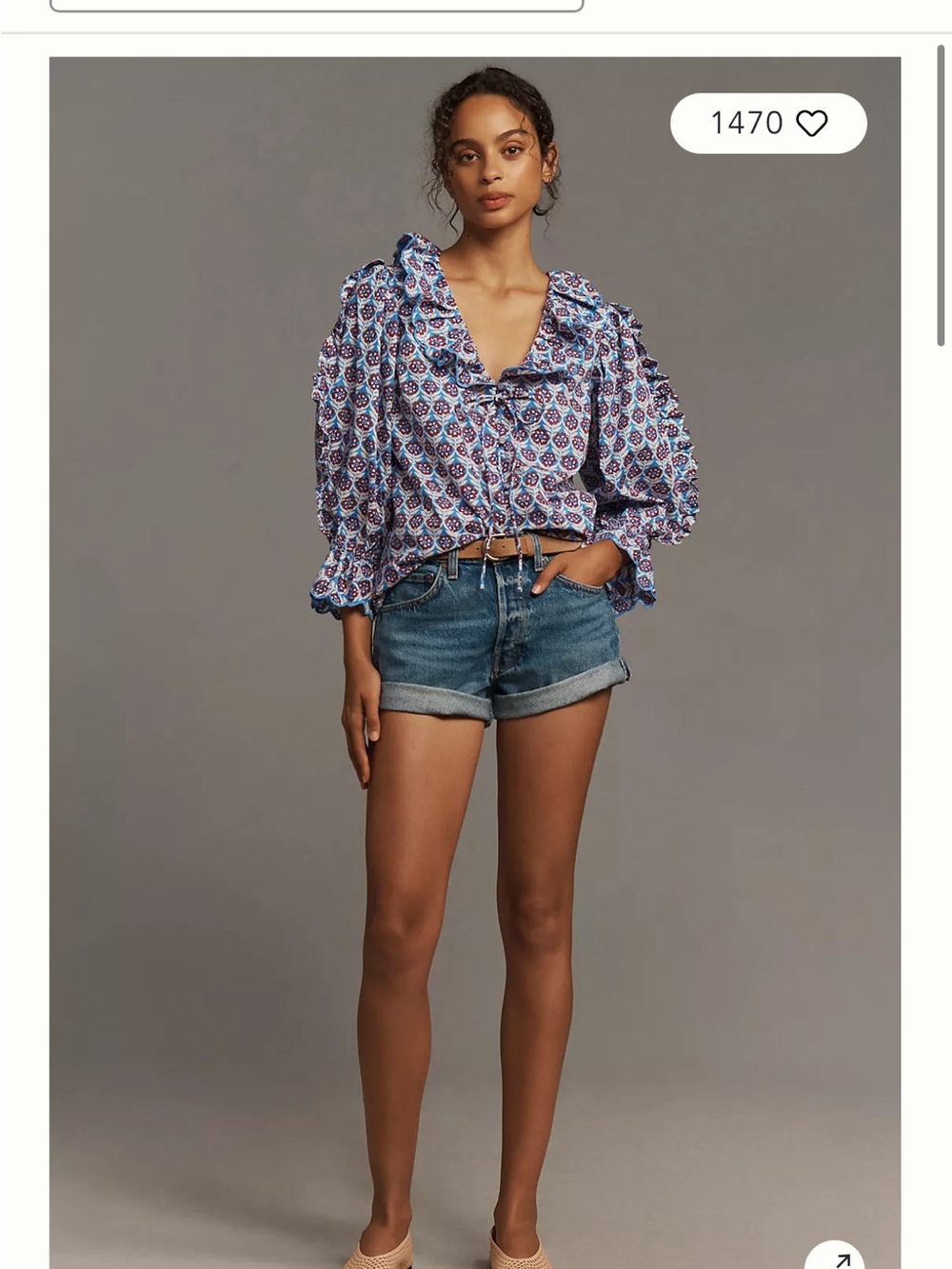Maeve Scallop V-Neck Blouse size M
